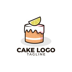 Simple minimalist bakery cake restaurant logo design vector template 