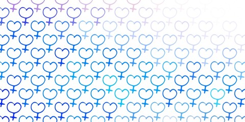 Light Blue, Yellow vector backdrop with woman's power symbols.