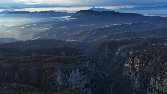 Vikos Gorge 4k footage at sunrise time