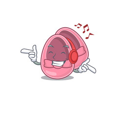 Baby girl shoes Cartoon design concept listening music on headphone