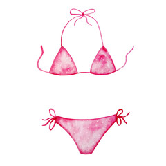 watercolor bikini swimsuit pink separate female