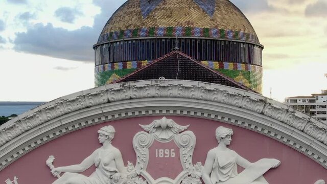 Teatro Amazonas - Opera House - Theater Amazonas - Largo S&atilde;o Sebasti&atilde;o - Monumento - Pattern - Stones - Aerial View 
