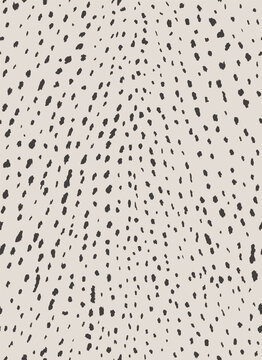 Deer fur inspired animal print. Abstract animal print seamless pattern design with small black spots on white background. Animal print for fashion, textile, interior design.