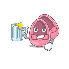 A cartoon concept of baby girl shoes with a glass of beer
