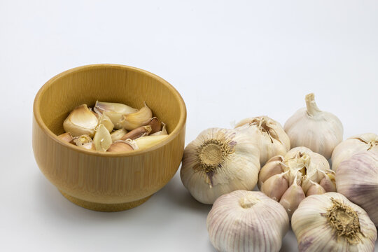 garlic on white background