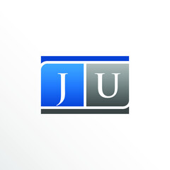 Initial Letter JU Square Logo Design