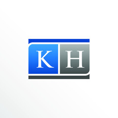 Initial Letter KH Square Logo Design