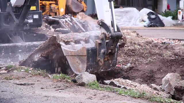 Bobcat Skid Steer Loader Working Construction Site