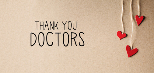 Thank You Doctors message with handmade small paper hearts