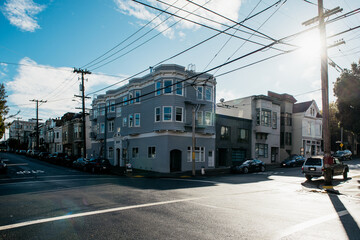 Fototapeta na wymiar Typical victorian houses in Marina neighbourhood, San Francisco, California