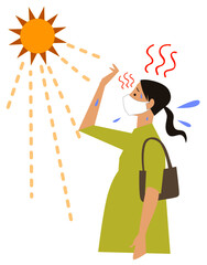 暑い中外出する妊婦ベクター