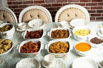 Malaysian local traditional food, lemang, ketupat, ketupat palas and other eat during eid mubarak...