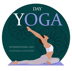 yoga day international day of meditation and health vector illustration
