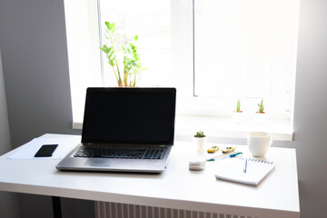Fototapeta premium A table with laptop.