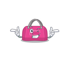 Cartoon design of woman sport bag showing funny face with wink eye