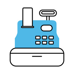 cash register payment store mobile marketing and e-commerce line and fill style icon