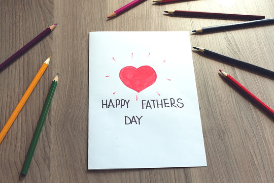 Happy Father's day background or card. red sign of mustache with two red heart - eyes. empty copy space for inscription.