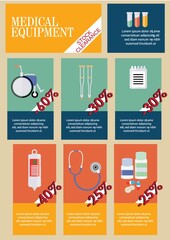 Naklejka na ściany i meble Infographic of medical equipment
