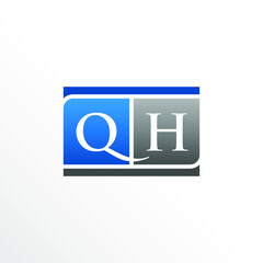 Initial Letter QH Square Logo Design