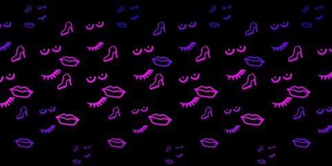 Dark Purple, Pink vector template with businesswoman signs.