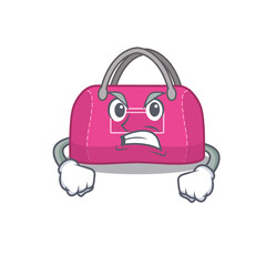 A cartoon picture of woman sport bag showing an angry face