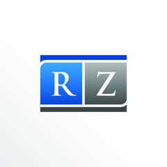 Initial Letter RZ Square Logo Design