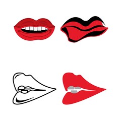 Kiss icon and symbols, lips seal of a sexy woman vector illustration.

