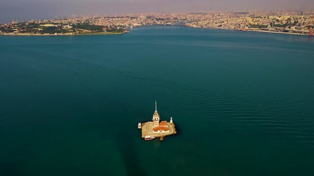 Maiden's Tower also known as Leander's Tower Aerial view From Istanbul.