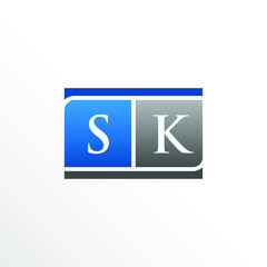 Initial Letter SK Square Logo Design