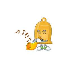 Talented musician of bell mascot design playing music with a trumpet