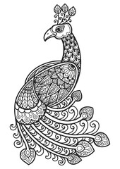 mandala for coloring page peacock design. t-shirt print