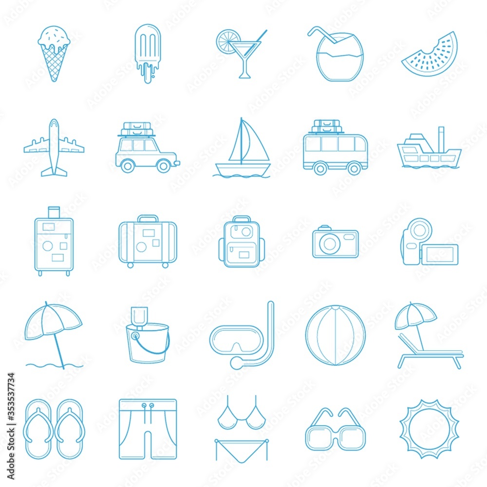 Sticker summer icon set