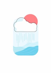 drawing of rain over the sea in cartoon vector form
