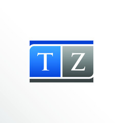 Initial Letter TZ Square Logo Design