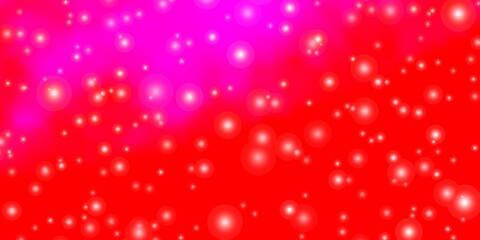 Light Pink, Red vector template with neon stars. Blur decorative design in simple style with stars. Pattern for wrapping gifts.