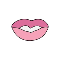 Kiss icon and symbols, lips seal of a sexy woman vector illustration.

