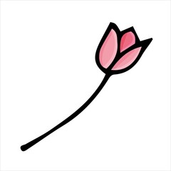 vector doodle style element, drawing, cute flower, color