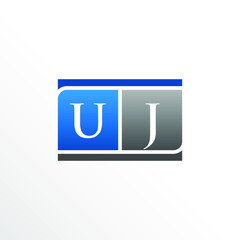 Initial Letter UJ Square Logo Design