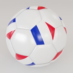 Obraz premium White socker ball with flag of France on white background, 3d rendering.