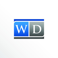 Initial Letter WD Square Logo Design