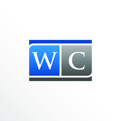 Initial Letter WC Square Logo Design