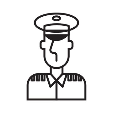 officer portrait, black line art clip art preview