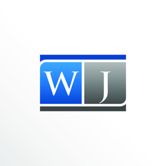 Initial Letter WJ Square Logo Design	
