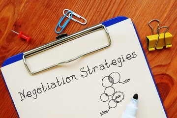 Business concept meaning Negotiation Strategies with phrase on the piece of paper.