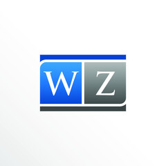 Initial Letter WZ Square Logo Design	
