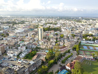 Fototapeta na wymiar Part of Mombasa Island (Ganjoni) as seen from the aerial view