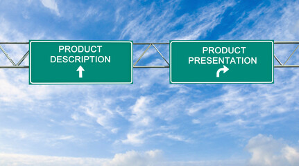 Green Road Sign to product description and product presentation