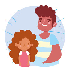 dad and daughter portrait characters family day