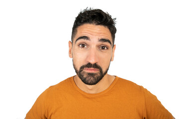 Obraz premium Young man feeling clueless and confused.