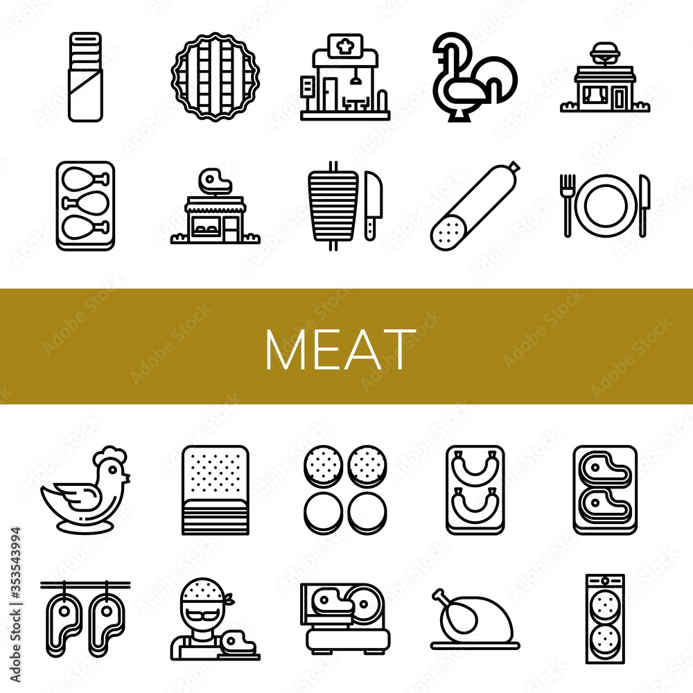 Poster meat icon set